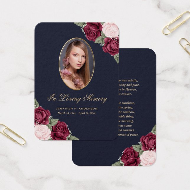 Tarjeta de oración del funeral conmemorativo del o (Oficina)