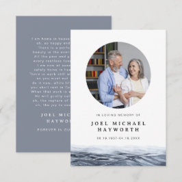 Tarjeta de oración del funeral de agua del océano 