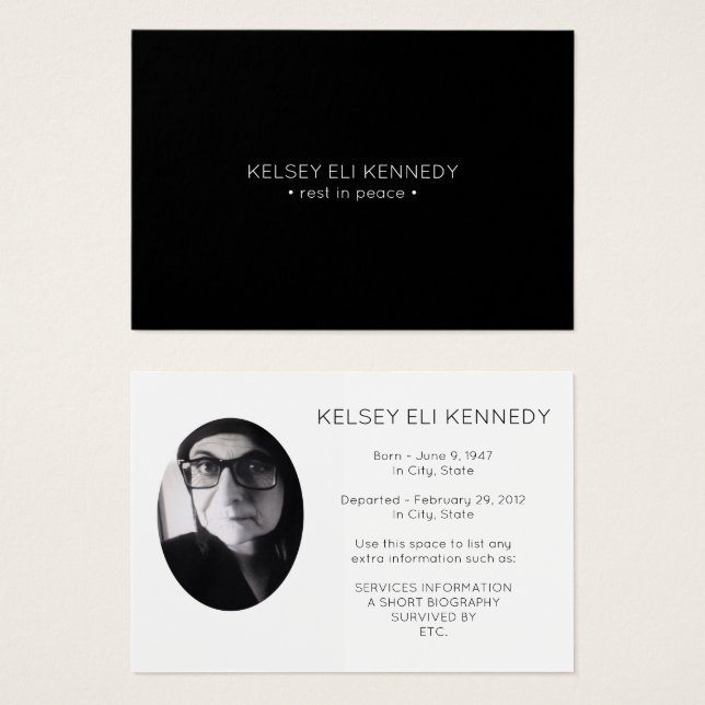 tarjeta de oración del funeral de descanso en paz (Anverso y reverso)