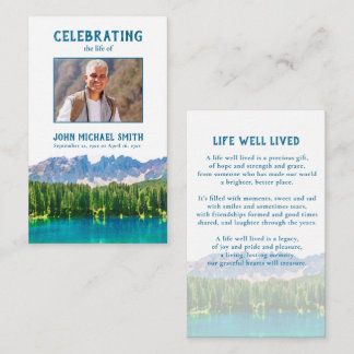 Tarjeta de oración del funeral de Mountain Lake Me