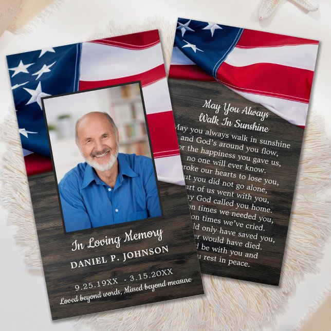 Tarjeta de oración del funeral Patriotic USA Flag  (Subido por el creador)