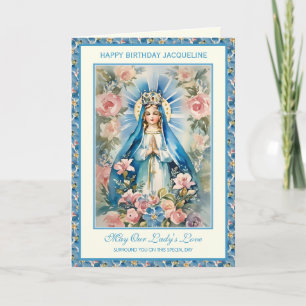 Tarjeta de oración del Rosario Floral Bendita Marí