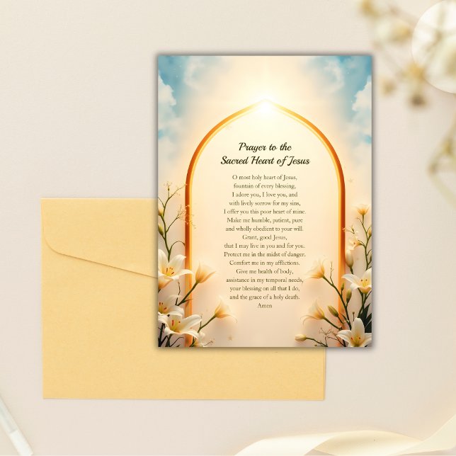 Tarjeta de oración del Sagrado Corazón Católico de (Catholic Sacred Heart of Jesus Prayer Card)