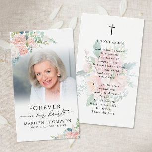 Tarjeta de oración elegante con flores rosadas del