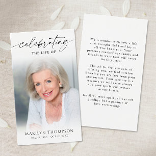 Tarjeta de oración elegante con foto conmemorativa