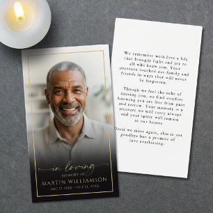 Tarjeta de oración elegante de foto conmemorativa 