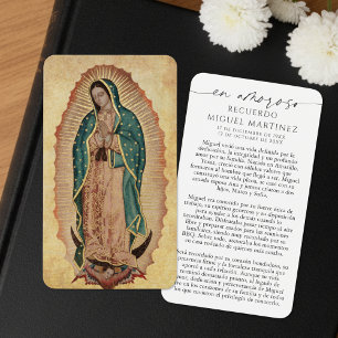 Tarjeta de oración en memoria de Guadalupe en espa