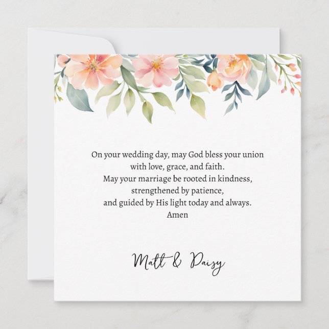 Tarjeta de Oración en tu Día de Boda | Bendición d (Anverso)