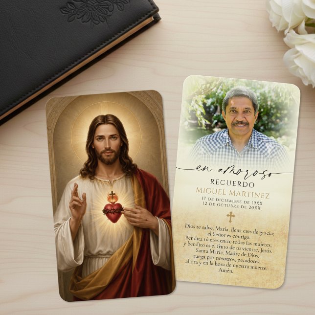 Tarjeta de oración española del Sagrado Corazón de (Subido por el creador)