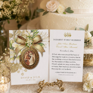 Tarjeta de oración floral de boda católica