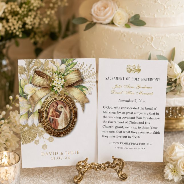 Tarjeta de oración floral de boda católica (Subido por el creador)