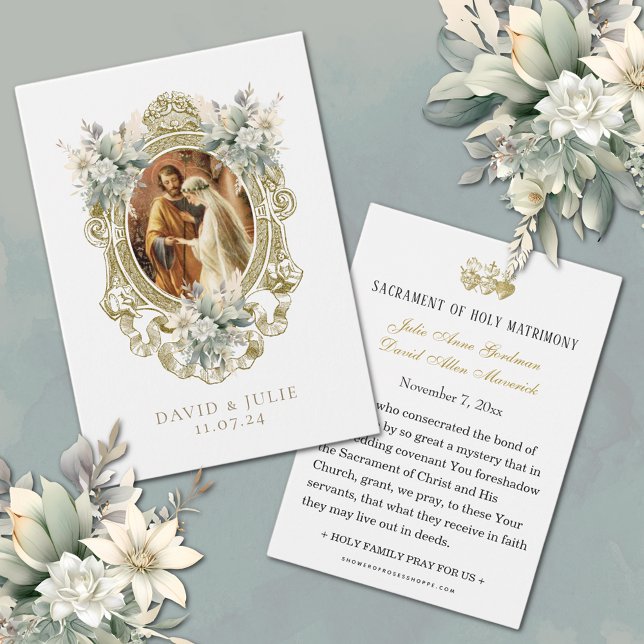 Tarjeta de oración floral de boda católica (Traditional Catholic Floral Wedding Prayer Cards)