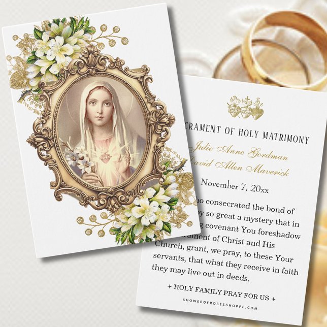 Tarjeta de oración floral de boda católica (Subido por el creador)