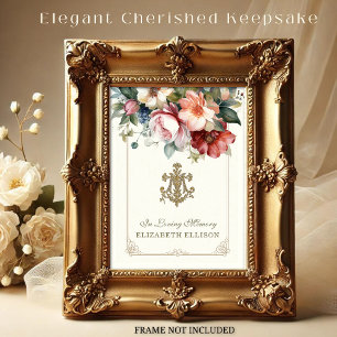 Tarjeta de oración floral de marian Cross Funeral