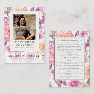 Tarjeta de oración Floral Fotos Funerales Memorial