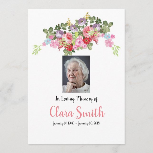 Tarjeta de oración floral funeral (Anverso)