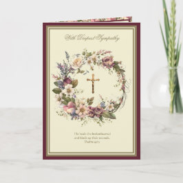 Tarjeta de oración floral para funeral con simpatí