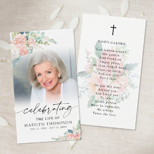 Tarjeta de oración floral rosa moderna del jardín 