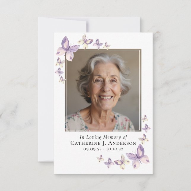 Tarjeta de oración | Foto de mariposas de Lilac (Anverso)