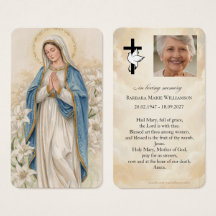 Tarjeta de oración fúnebre Ave María