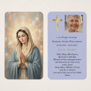 Tarjeta de oración fúnebre Ave María Púrpura