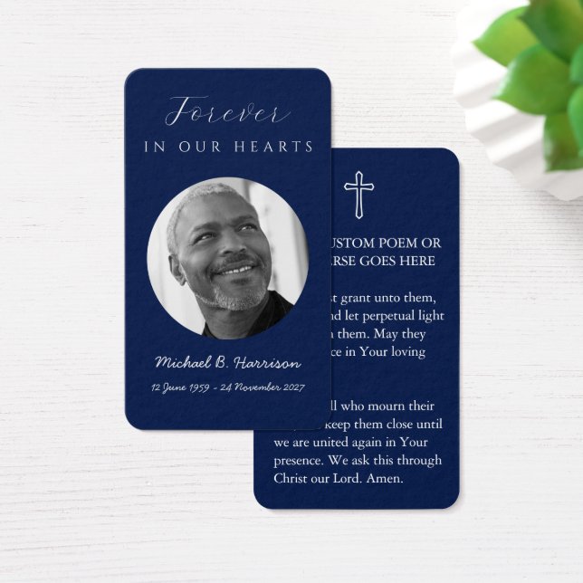 Tarjeta de oración fúnebre azul marino (Escritorio)