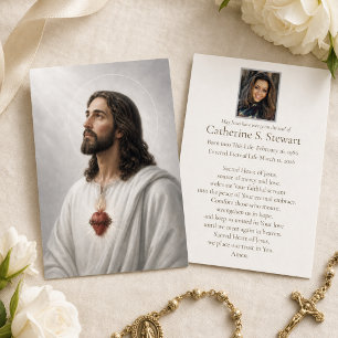 Tarjeta de oración fúnebre católica del Sagrado Co