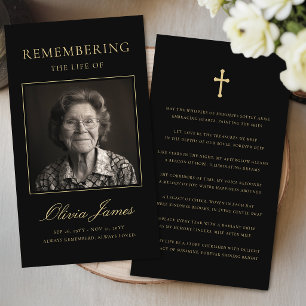 Tarjeta de oración fúnebre con elegante escritura 