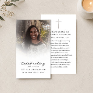 Tarjeta de oración fúnebre con foto de celebración