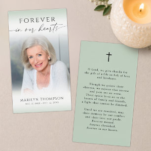 Tarjeta de oración fúnebre con foto de celebración