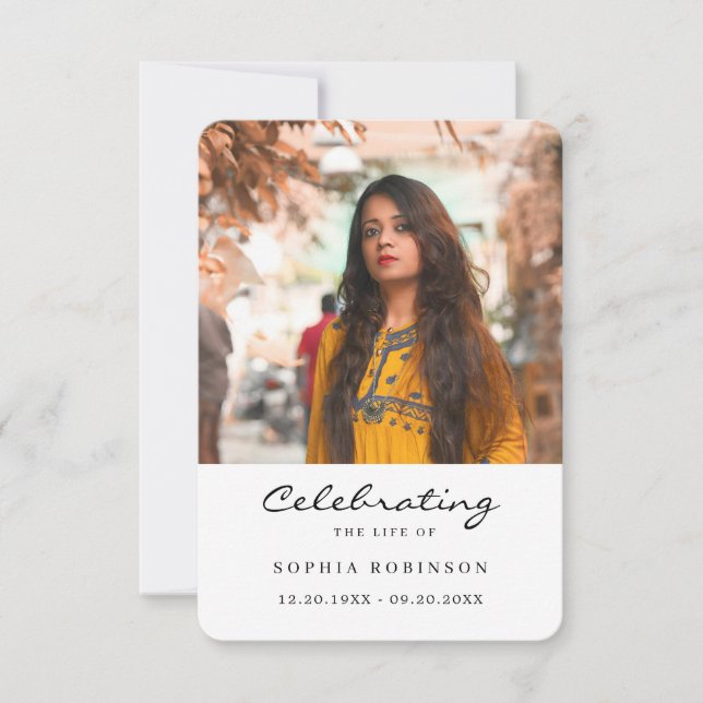 Tarjeta de oración fúnebre con foto de celebración (Anverso)