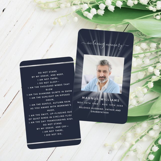 Tarjeta de oración fúnebre con foto de luz blanca  (Subido por el creador)