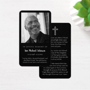 Tarjeta de oración fúnebre con foto elegante en bl