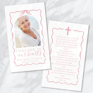 Tarjeta de oración fúnebre con foto para siempre e