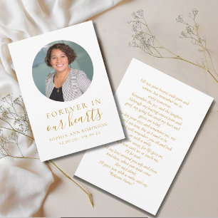 Tarjeta de oración fúnebre con foto para siempre e
