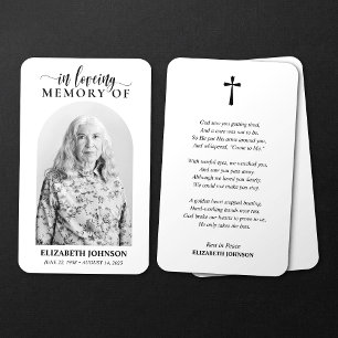 Tarjeta de oración fúnebre con foto simple en memo