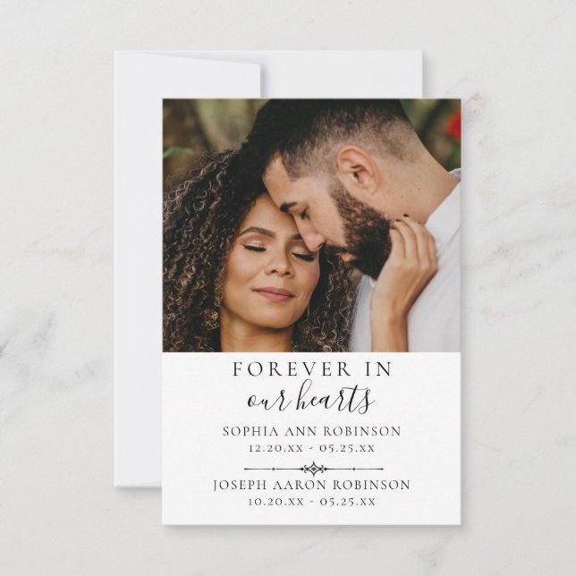 Tarjeta de oración fúnebre conjunta doble foto con (Anverso)