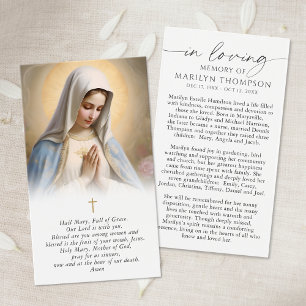 Tarjeta de oración fúnebre conmemorativa de la Vir