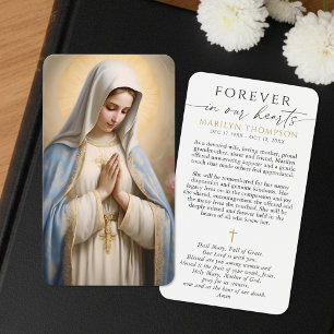 Tarjeta de oración fúnebre Cruz de la Virgen María