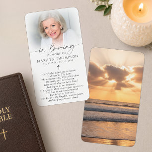 Tarjeta de oración fúnebre Cruz del atardecer en m