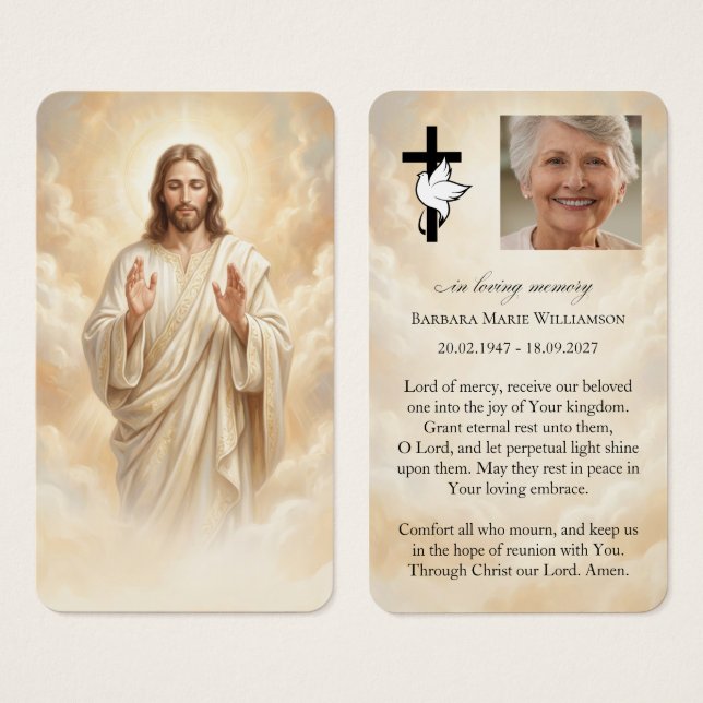Tarjeta de oración fúnebre de Jesús (Anverso y reverso)