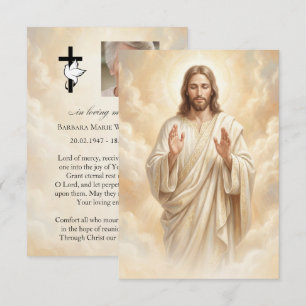 Tarjeta de oración fúnebre de Jesús de 3,5 x 5 pul