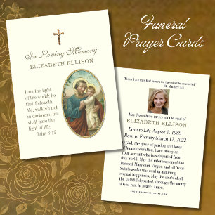Tarjeta de oración fúnebre de Jesús, San José y la