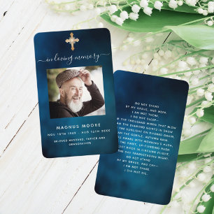 Tarjeta de oración fúnebre de la cruz dorada del c