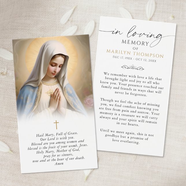 Tarjeta de oración fúnebre de la Virgen María reli (Subido por el creador)