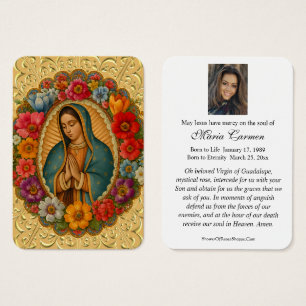 TARJETA DE ORACIÓN FÚNEBRE DE NUESTRA SEÑORA DE GU