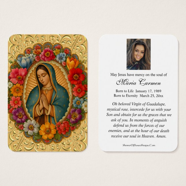 TARJETA DE ORACIÓN FÚNEBRE DE NUESTRA SEÑORA DE GU (Anverso y reverso)