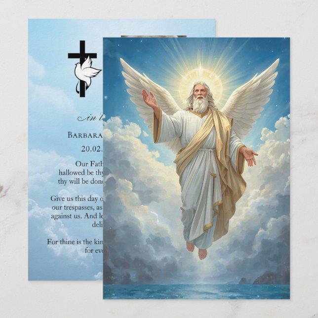 Tarjeta de oración fúnebre de Nuestro Padre de 5x7 (Anverso / Reverso)