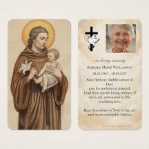 Tarjeta de oración fúnebre de San Antonio