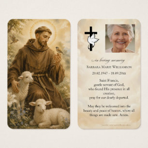 Tarjeta de oración fúnebre de San Francisco